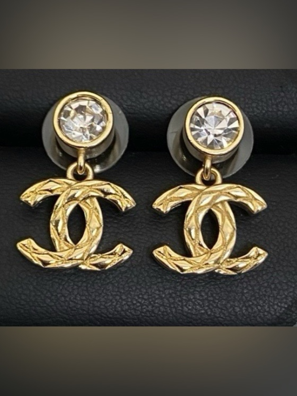 Double C Logo Drop Swing Small Gold- Tone Earrings For Pierced Ears